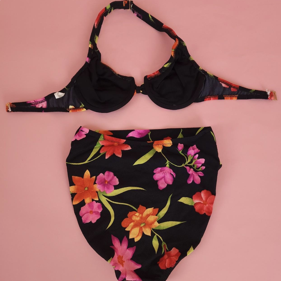 Black Blossom 90s Bikini Set