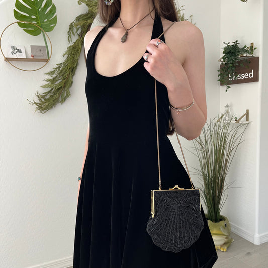 Elegant Noir Beaded Mini Bag