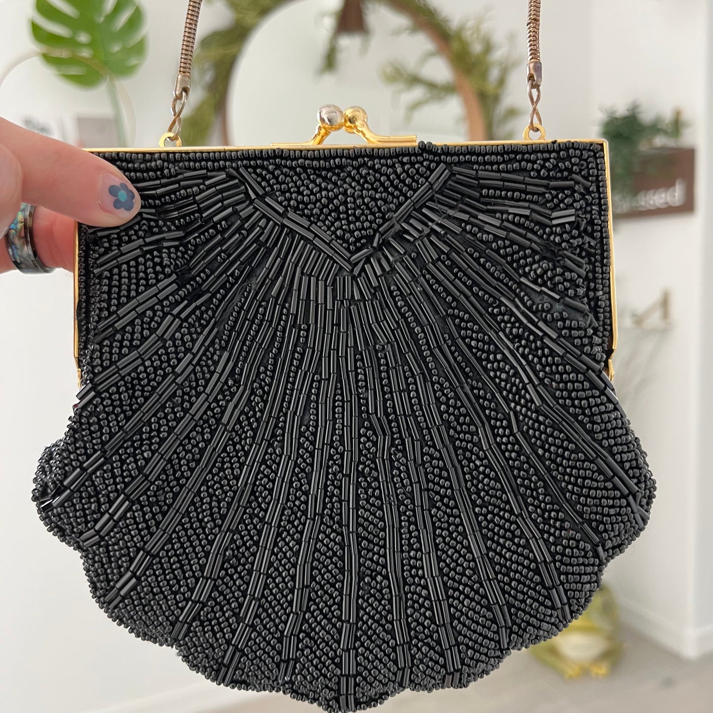 Elegant Noir Beaded Mini Bag