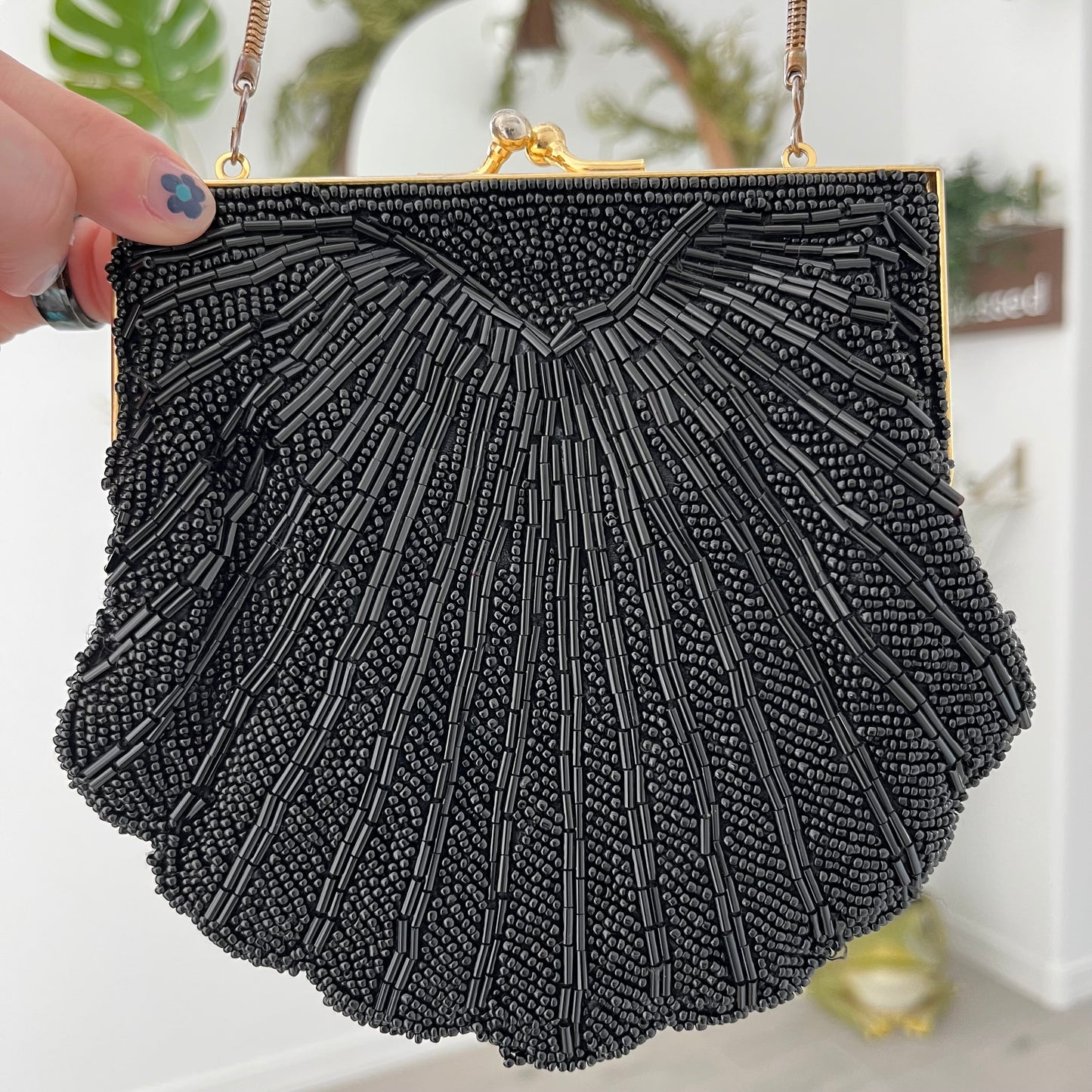 Elegant Noir Beaded Mini Bag