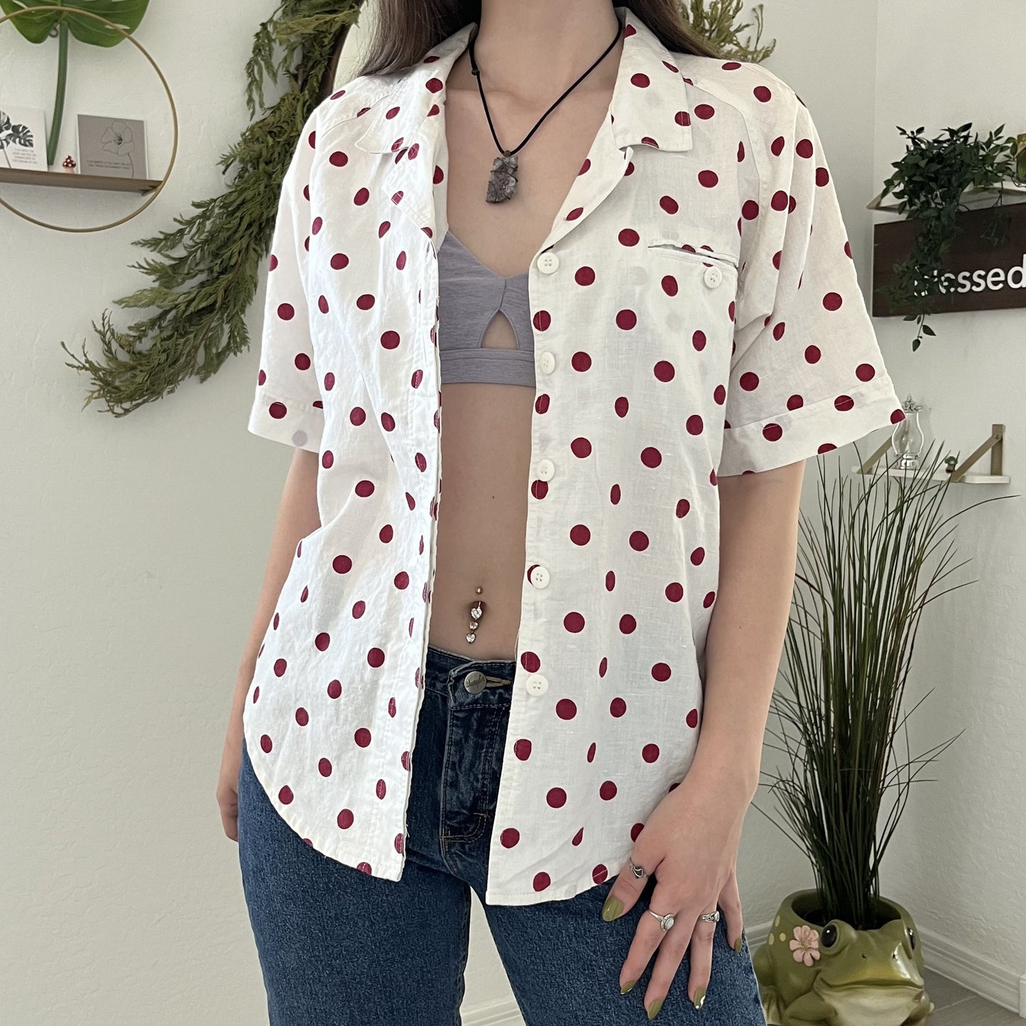 Polka Dot Vintage Button Up