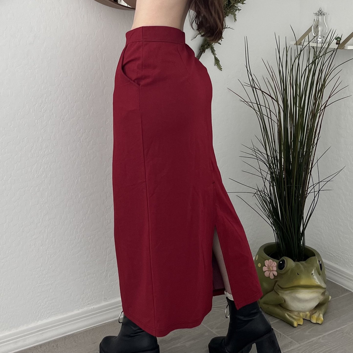 Effortless Elegance Red Maxi Skirt