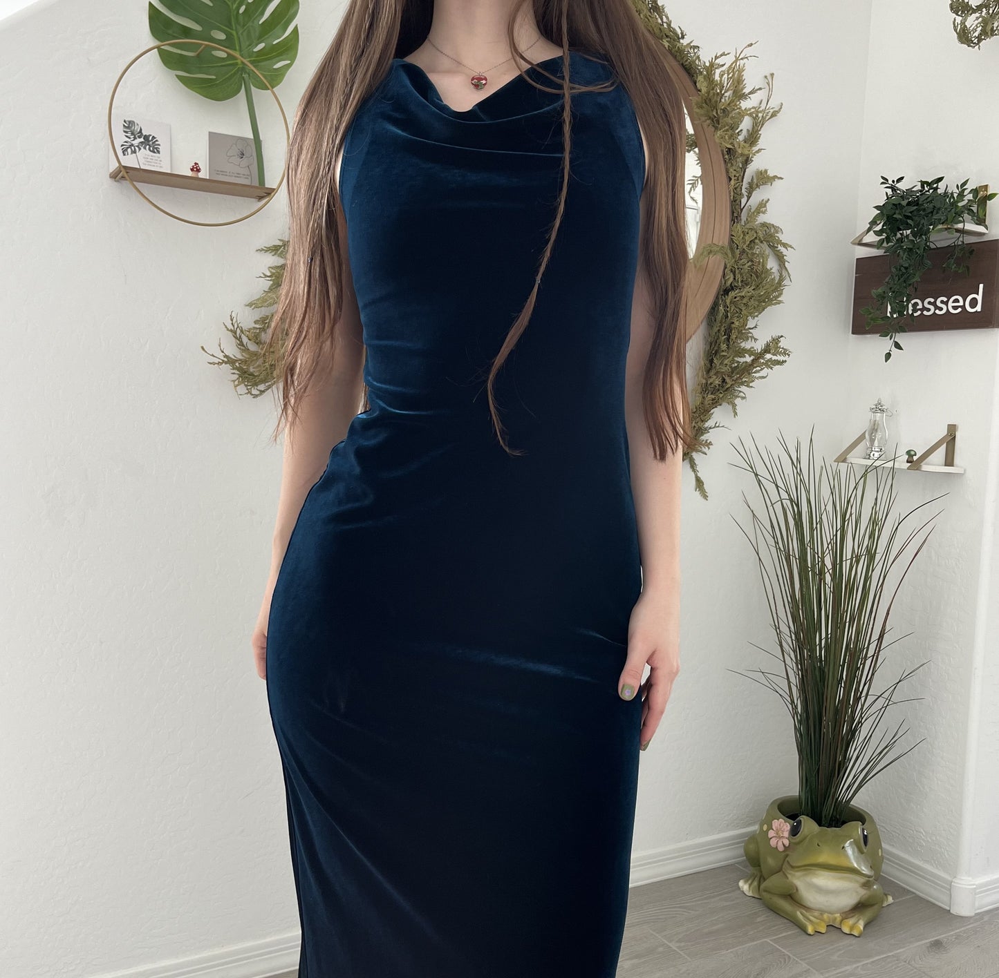 Blue Velvet 90's Elegant Maxi Dress