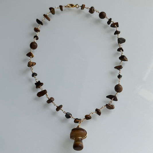 Tigers Eye Mushroom Necklace