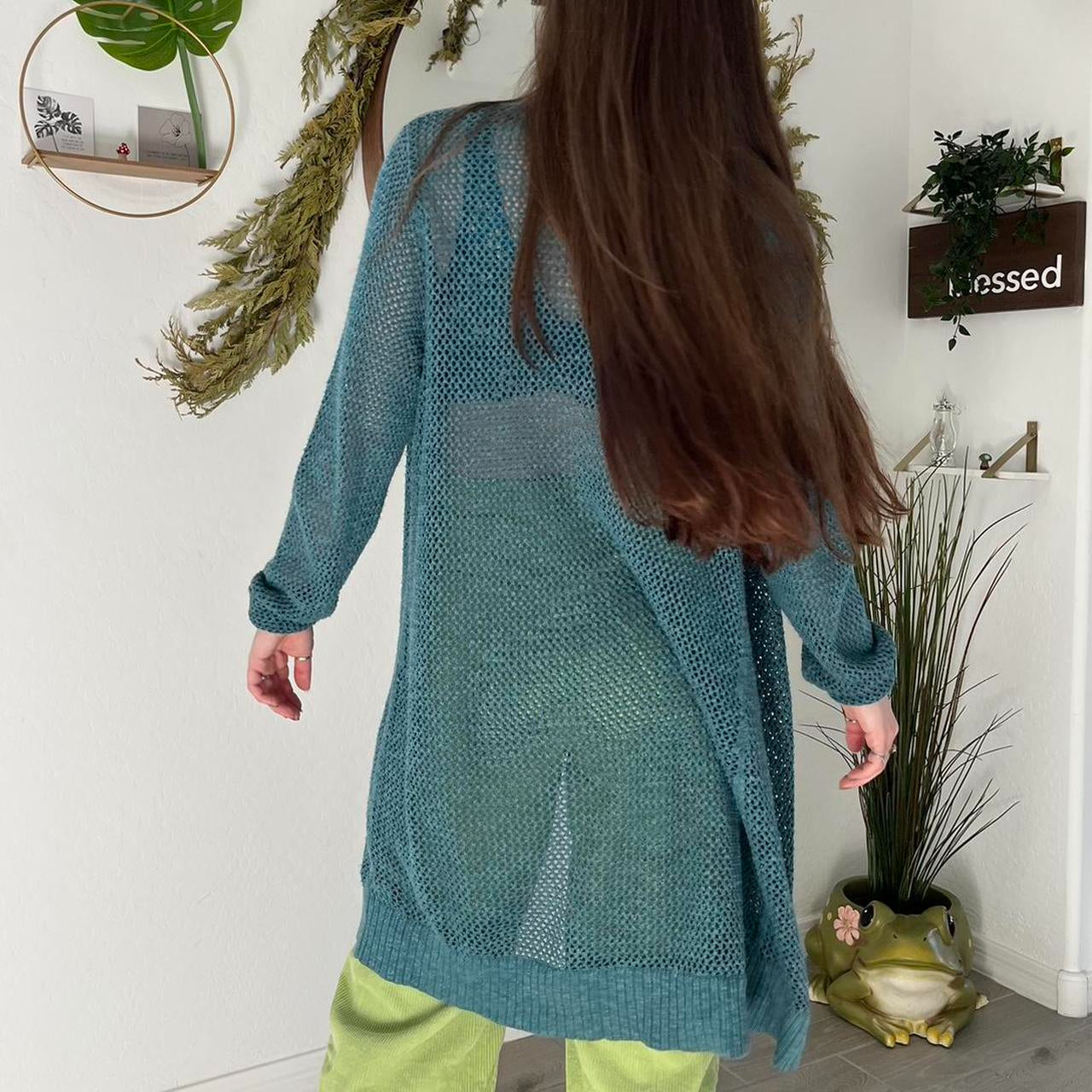 Turquoise Tranquility Open Knit Cardigan