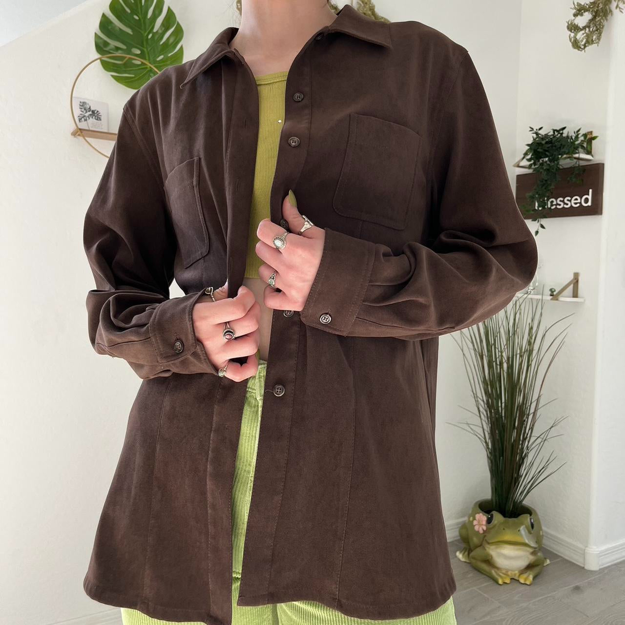 Retro Brown Button-Up