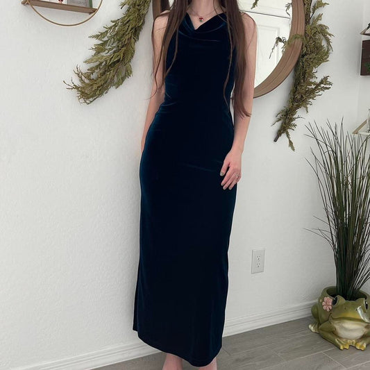 Blue Velvet 90's Elegant Maxi Dress