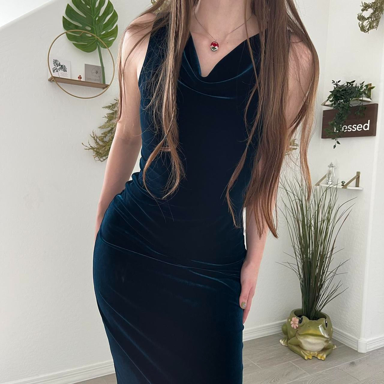 Blue Velvet 90's Elegant Maxi Dress