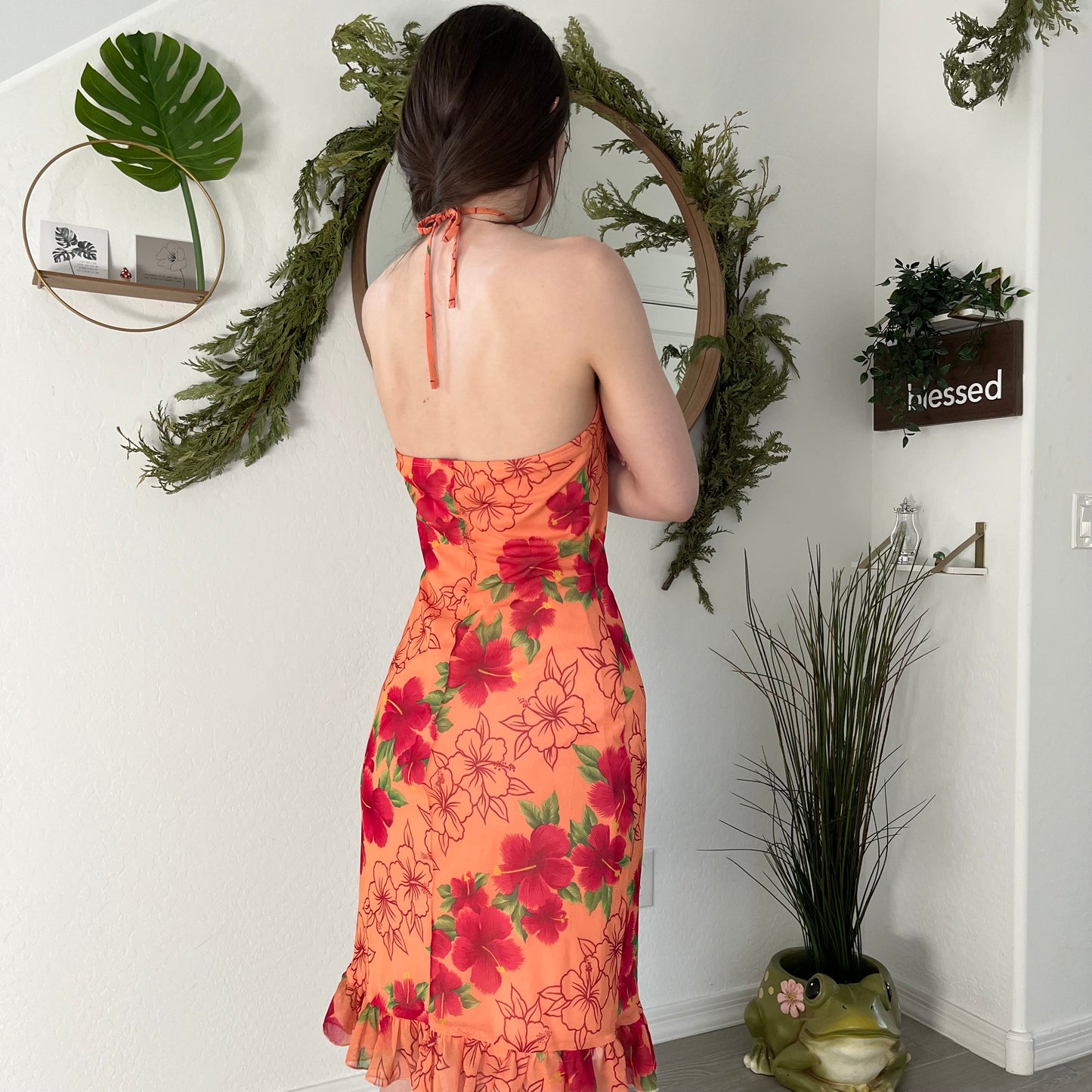 Island Floral Flare Halter Dress