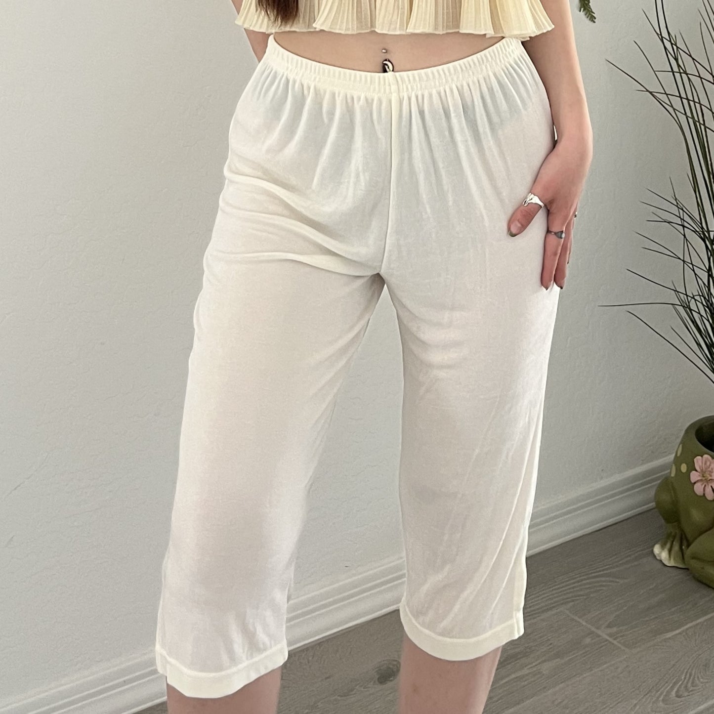 Cream Slinky Capris